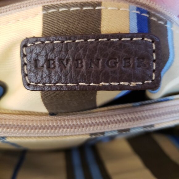 Chocolate Brown and tan Leather and suede Levenger Shoulder Bag Tote - Picture 7 of 8